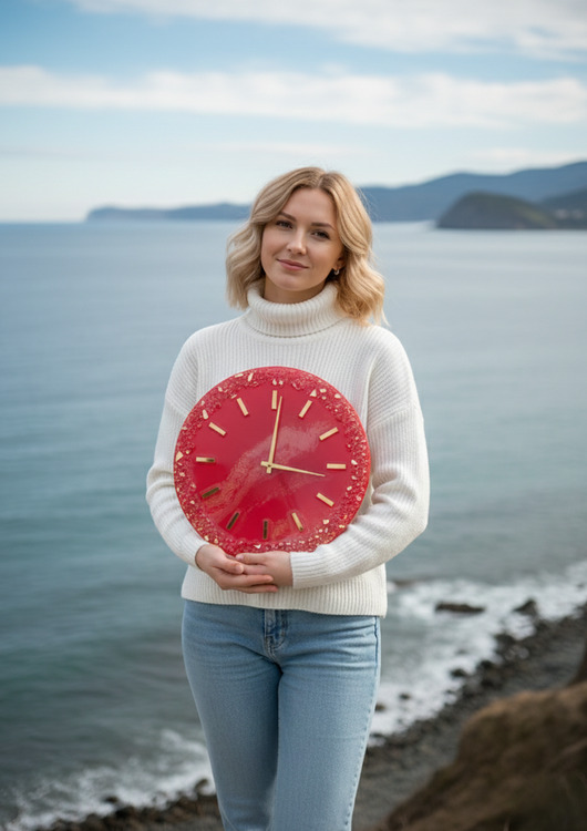 zegary Zegar ścienny z żywicy epoksydowej - 40 cm