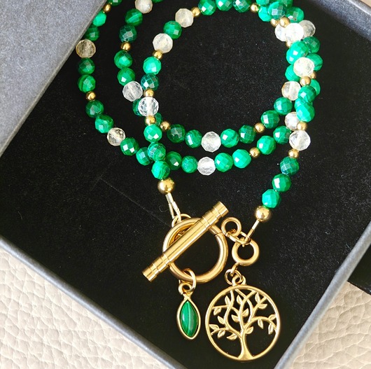 złote naszyjniki Klasyczny drzewo malachit cytryn
