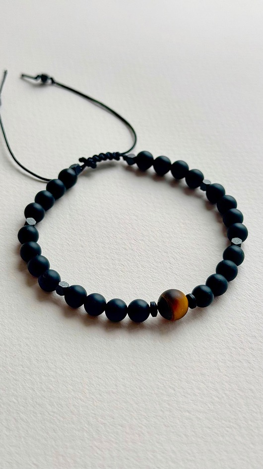 biżuteria męska Męska bransoletka - zodiakalny amulet z tygrysim okiem