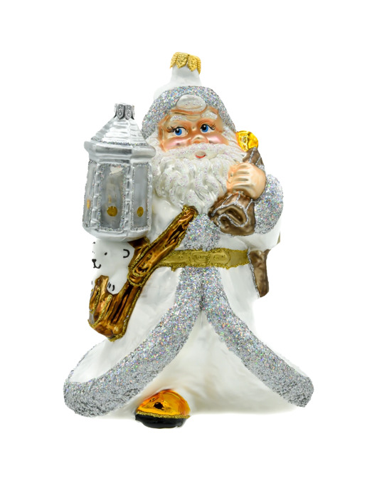 ozdoby choinkowe Bombka choinkowa: Święty Mikołaj z latarenką: biały