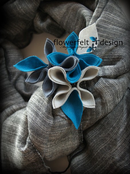 szarości z turkusem  FlowerFelt Design