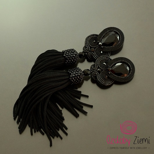 kolczyki chwosty Kolczyki sutasz Black Tassels z chwostami