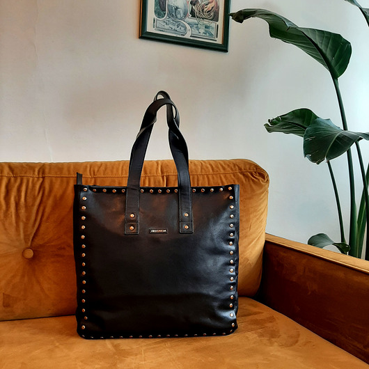 torby na ramię Shopper "Night" czarna satynowa skóra SAMPLE SALE