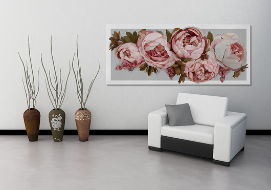 OBRAZ NA PŁÓTNIE - 120x50cm PIWONIE LUdesign gallery