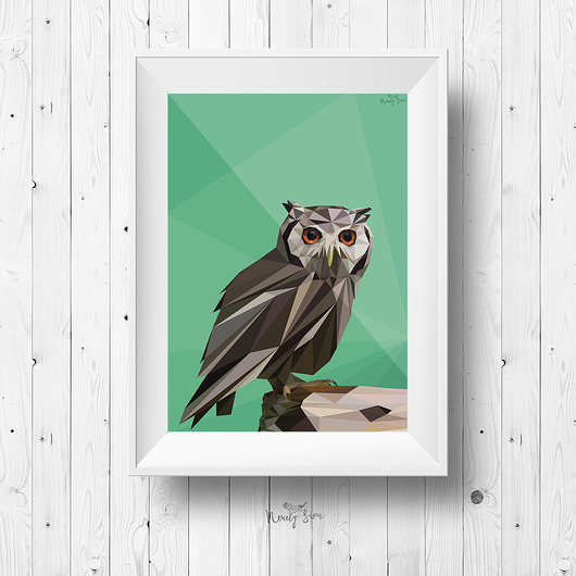 Plakat Low Poly - Sowa A4 Merely Susan