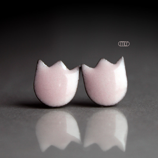 kolczyki ceramiczne Tulipany/stal chirurgiczna/
