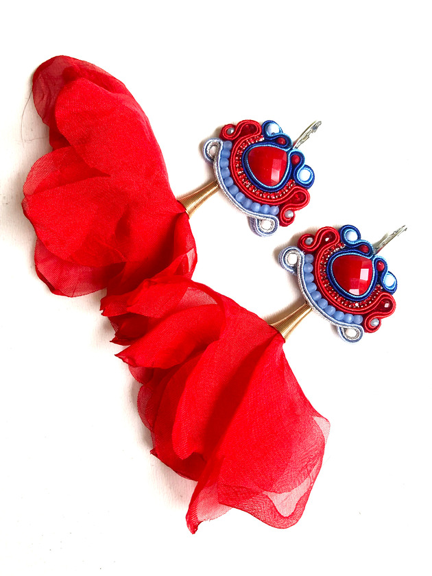 kolczyki soutache Sutaszowe kolczyki CALPE z kwiatami