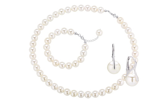 3-częściowy komplet pereł białych ze srebrem  Coccola JEWELLERY