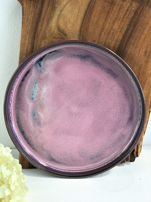 patery i talerze Talerz ceramiczny 21 cm Talerz ręcznie robiony różowy - Różowy Księżyc