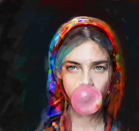 Obraz na płótnie "Lady Folk 3" 100x100 cm Krzanoo