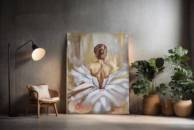obrazy Baletnica na lnianym płótnie Ręcznie malowany obraz Olejny XXL kobieta