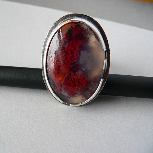 pierścionki srebrne Pierścionek -agat mszysty -