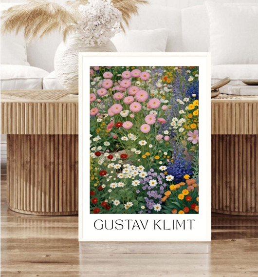plakaty PLAKAT Gustav Klimt, łąka kwiatowa obraz