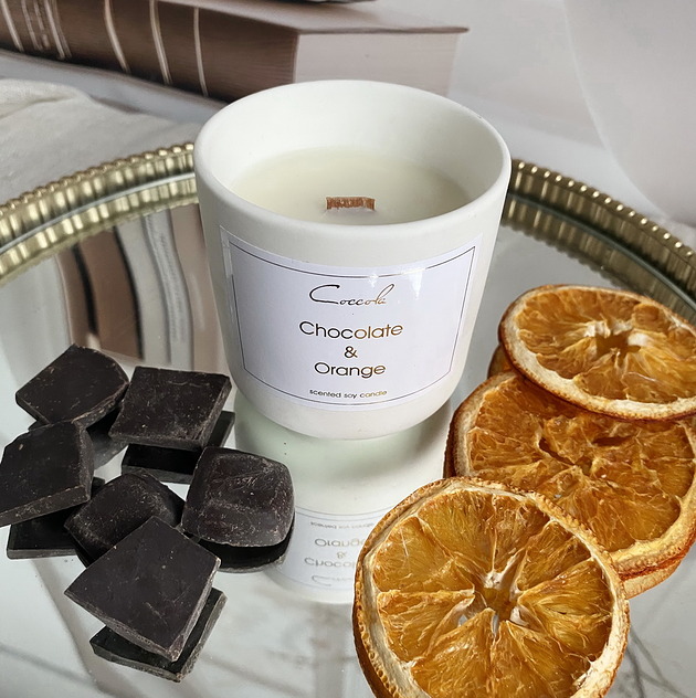 świeczniki i świece Chocolate & Orange- 135 gram ekologiczna naturalna świeca sojowa naturalna