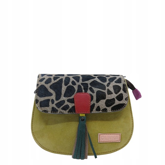 torby na ramię Torebka listonoszka zamszowa damska regulowany pasek kolorowa OLIVKA
