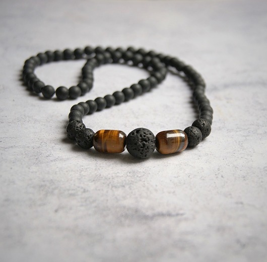 biżuteria męska Naszyjnik MĘSKI :: tiger's eye & LAVA III