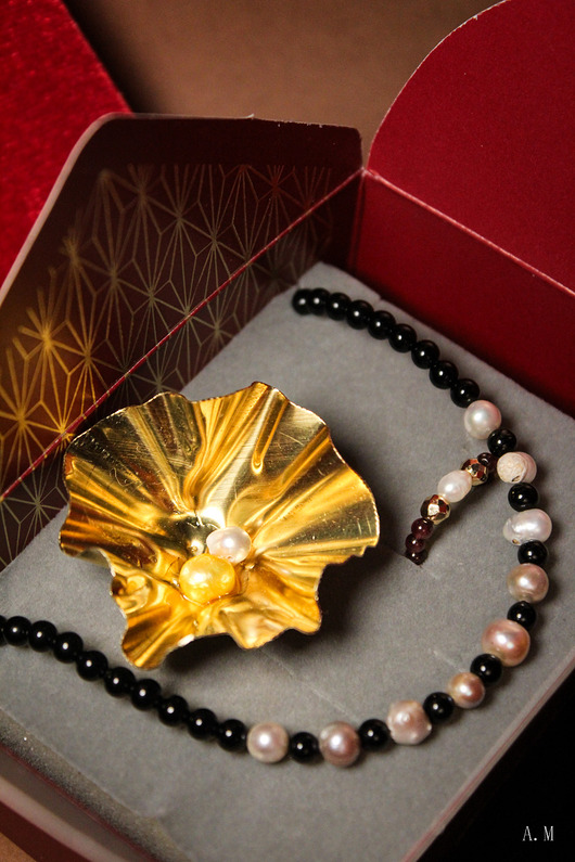 komplet biżuterii Komplet Onyks z perłą #2