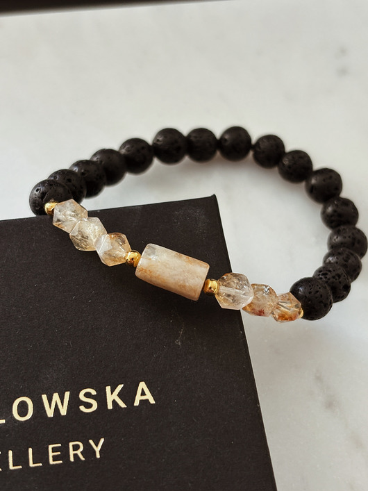 biżuteria męska Bransoletka męska Cytryn i Lawa