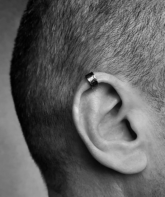 biżuteria męska Nausznica męska  SUROWO S srebro oksydowane