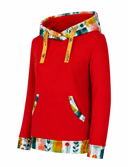 bluza z kapturem damska Bluza kangurka "Orientalna czerwień"