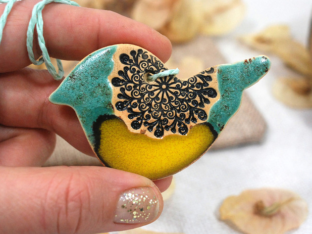 ozdoby choinkowe Sikorki ceramiczne ozdoby choinkowe