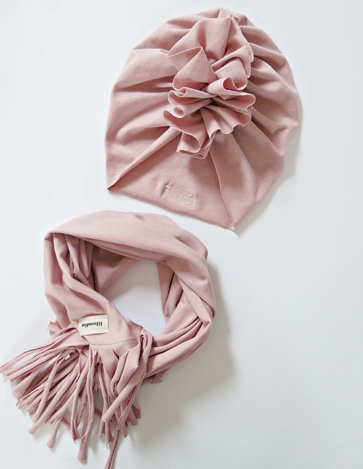 czapki dziecięce Komplet boho dla dziewczynki  turban + komin