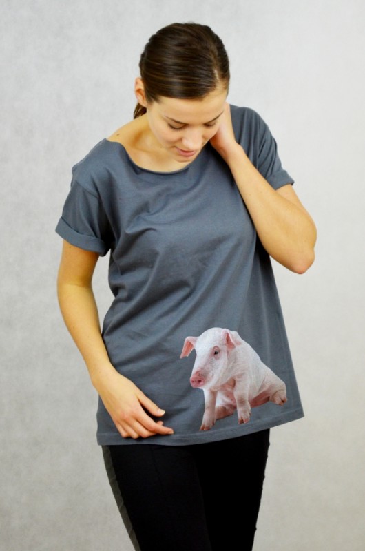PROSIĘ - Koszulka Oversize szeroki dekolt T-shir GAU great as You