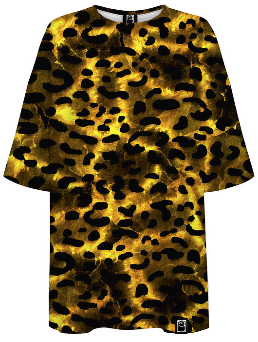 t-shirt damskie DR.CROW T-shirt Damski Oversize Gold Leopard