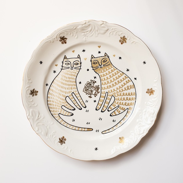 Ozdoby na ścianę Talerz - szczęśliwe koty