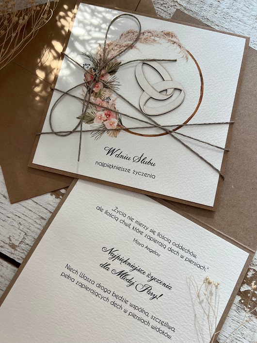 kartki scrapbooking Kartka ślubna z gotowymi życzeniami