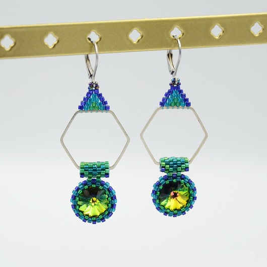 kolczyki - inne Geometric wings green