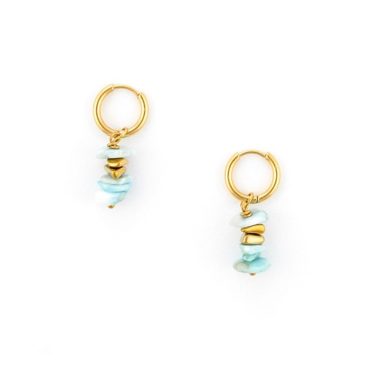 kolczyki - inne Kolczyki Larimar Mexico Pozłacana stal szlachetna