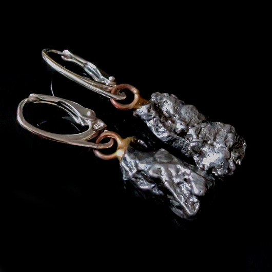 kolczyki srebrne Kolczyki srebrne kosmiczne surowe meteoryty