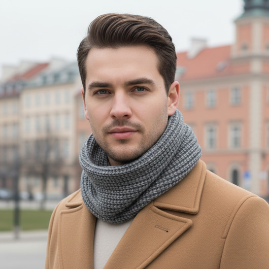 tuby i kominy Komin Męski Szary szal Wełniany Alpaka