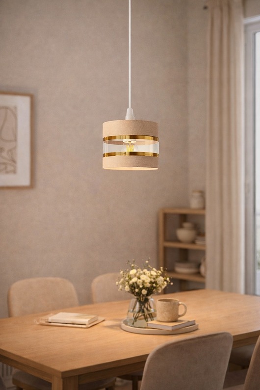 lampy wiszące Lampa Wisząca Casmira Kaszmirowo-Złota LED E27 15cm