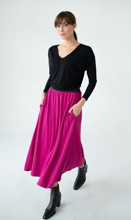 spódnice midi Spódnica TULIP Fuksja