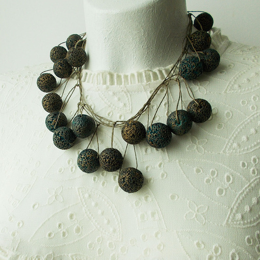 kolie Lawa Naszyjnik lniany Unikat