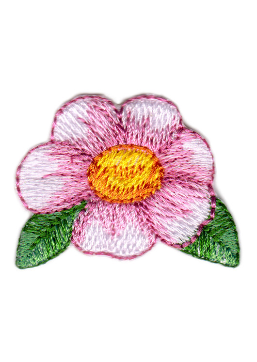 naszywki na ubrania Naszywka naprasowanka KWIATEK RÓŻ termo haft dla dzieci 4,1x3,2cm różowa