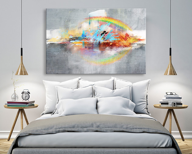 obrazy OBRAZ NA PŁÓTNIE - 120x80cm - ABSTRAKCJA HORYZONT