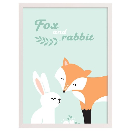 obrazy i plakaty do pokoju dziecięcego Obrazek Forest Friends fox&rabbit 30x40cm