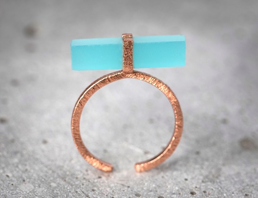 925 /18k Pozłacany pierścionek "Aqua Chalcedon" MadamLili