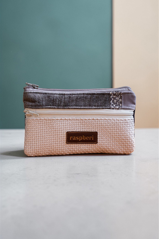 portfele damskie Szaro-czarny portfelik damski