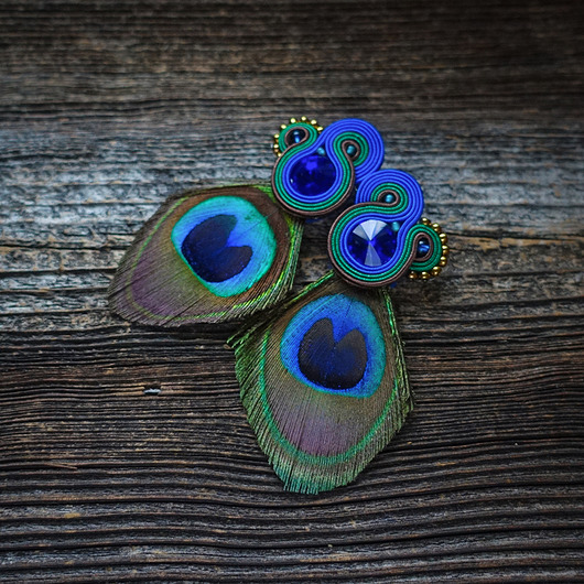 Peacock Eye-kolczyki soutache Mró Soutache