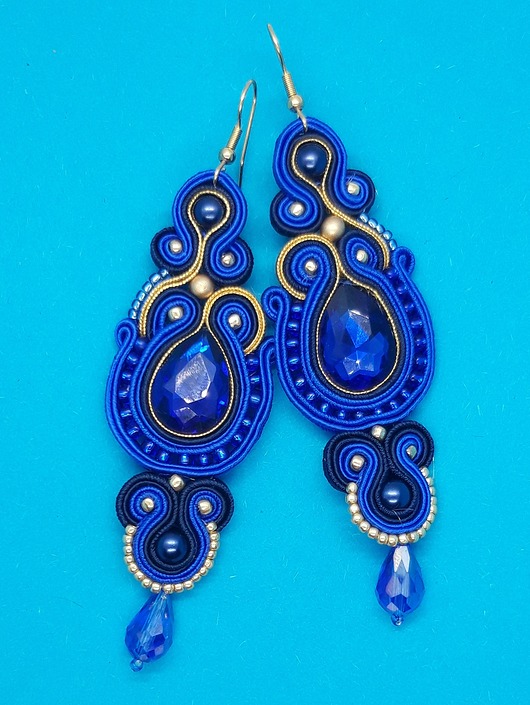 kolczyki soutache Obłędny Szafir Kolczyki sutasz