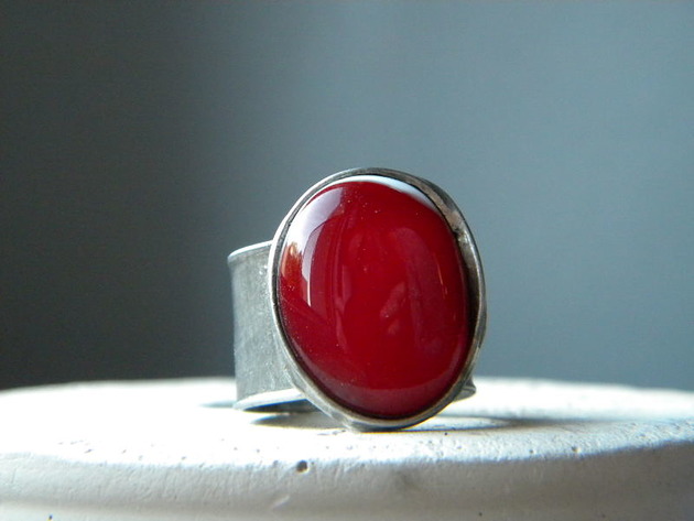 pierścionki srebrne Roman Ancient Ring ;) świetlista czerwień