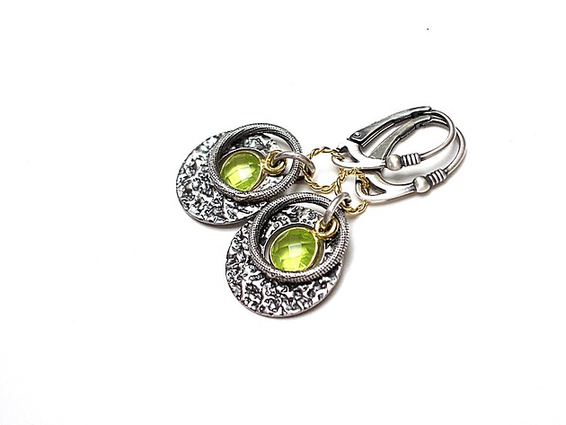 kolczyki srebrne Kolczyki srebrne Peridot ring