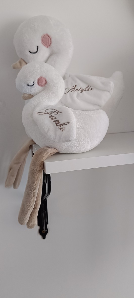 przytulanki dla niemowląt i dzieci Dwa łabędzie  - zestaw dla sióstr