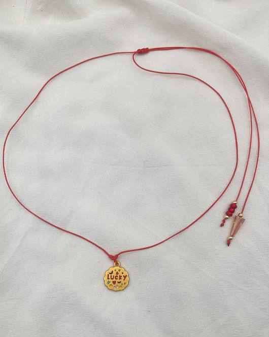 złote naszyjniki Naszyjnik czerwony sznurek Lucky