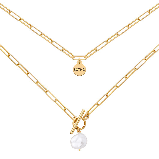 złote naszyjniki Złoty masywny naszyjnik z perłą