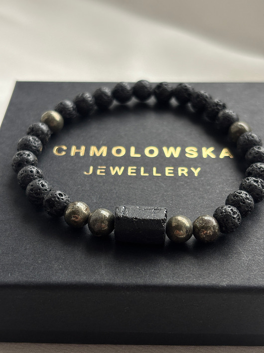 biżuteria męska Bransoletka Męska Piryt i Turmalin